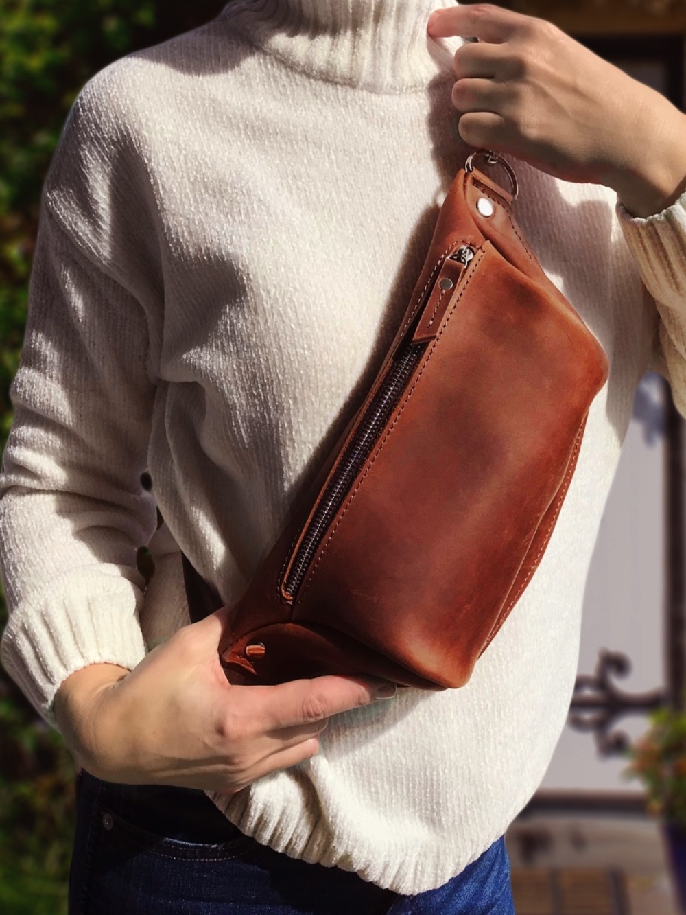 handcrafted leather fannypack